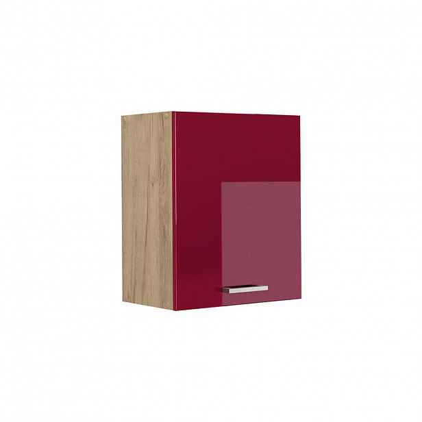 Vicco VĚŠÁK NA STĚNU R-Line, Červená vysoký lesk/Zlatý mocný dub, 50 cm