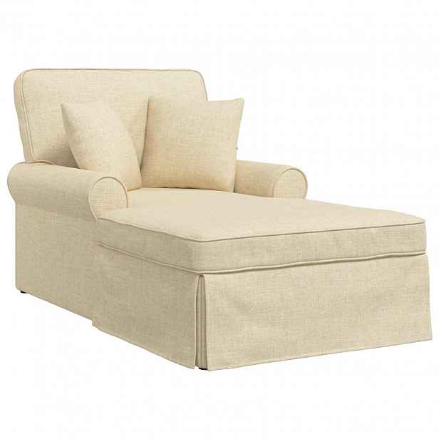vidaXL Lounge chaise s volánem 3 ks Krémová textil 91 x 157 x 91 cm