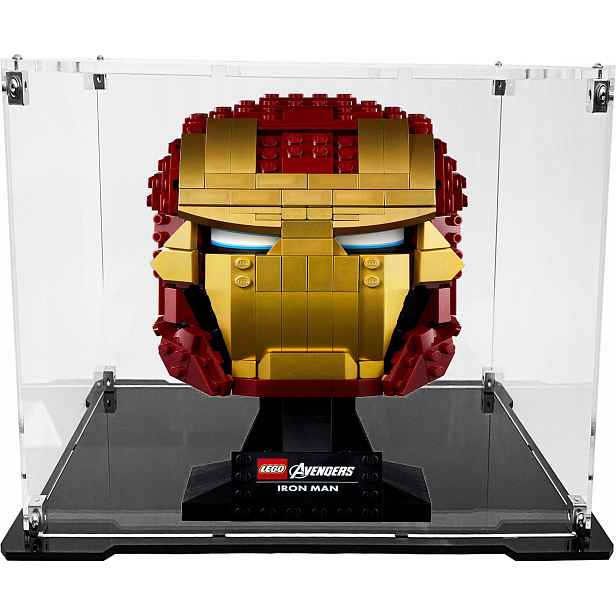 Vitrína s černou základnou pro sadu Lego 76165 Marvel Iron Manova helma