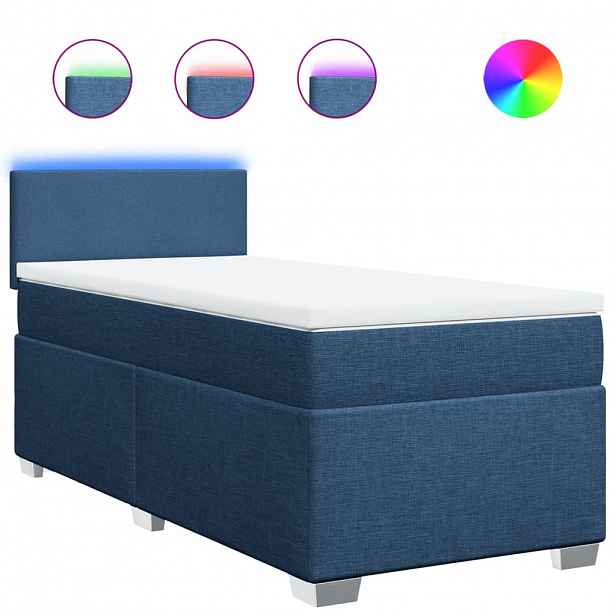 vidaXL Box spring postel s matrací modrá 90x190 cm textil