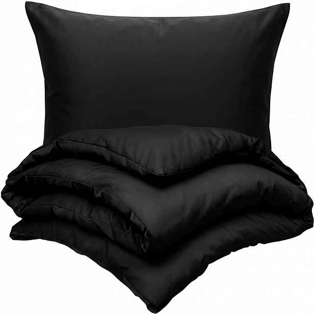 Kvalitex Saténové povlečení Luxury Collection černá, 140 x 220 cm, 70 x 90 cm