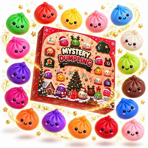 Adventní kalendář Squishy 24 Mačkací Hračky Dumpling Antistres Dárek