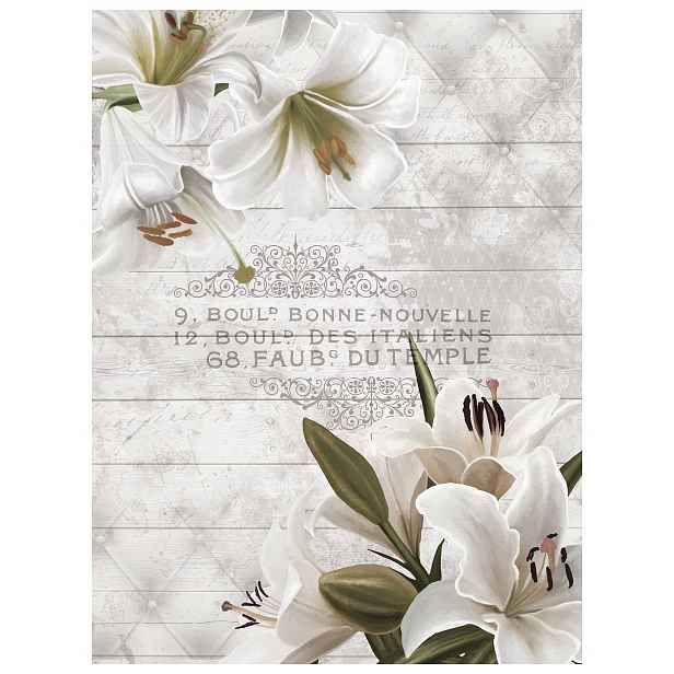 Fototapeta Francouzské lilie Elegance bílé na dřevě 206x275 lepidlo