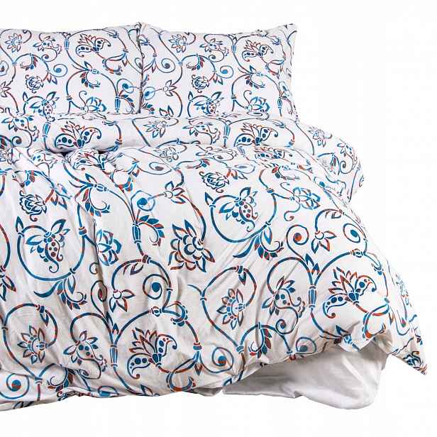 Povlečení jersey 160x200 Jerseylove bílá barevná paisley květy