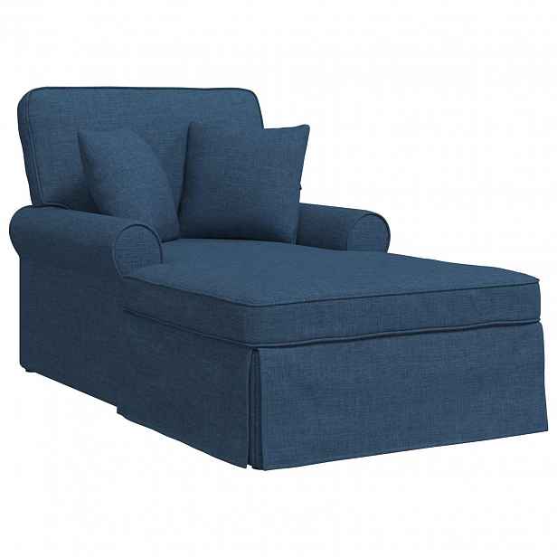 vidaXL Lounge chaise s volánem 3 ks Modrá textil 91 x 157 x 91 cm