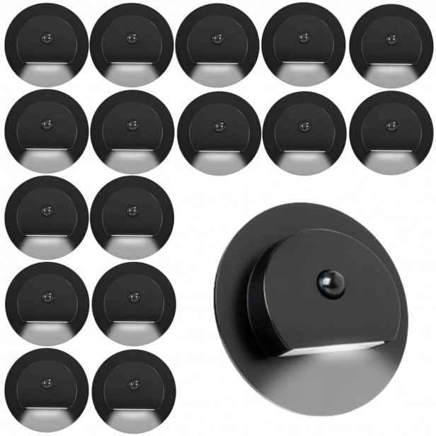 17 X Černá Led Schodišťová Lampa, Schodišťové Osvětlení, Senzor Pohybu Soumraku