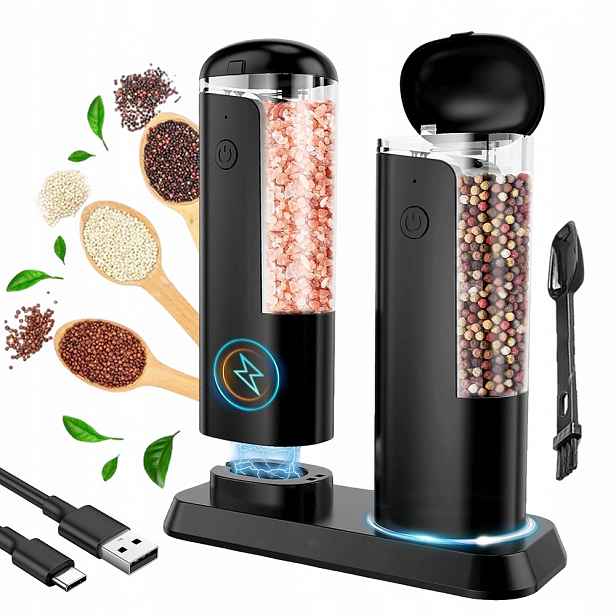 Elektrický Mlýnek Na Pepř A Sůl S Kořením, Podstavec, Okénko, Regulace