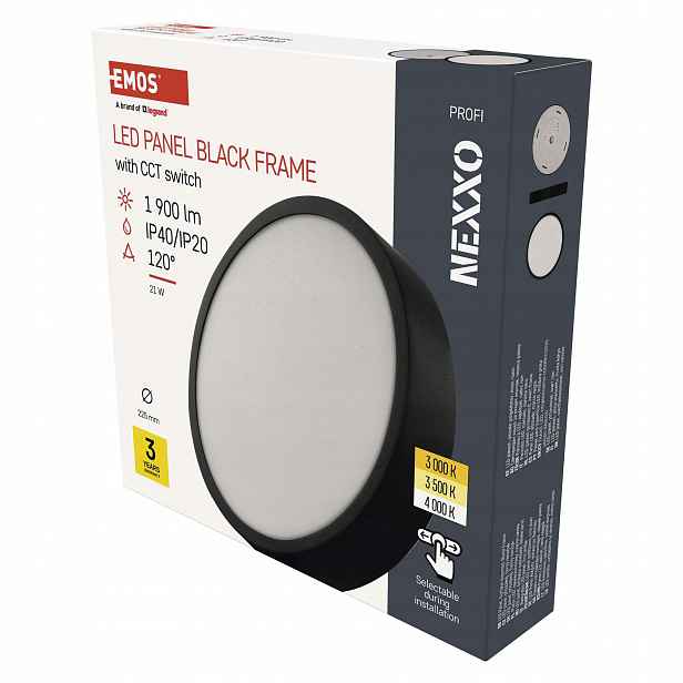 Emos Nexxo Led stropní svítidlo 21 W, 22,5 cm, černé