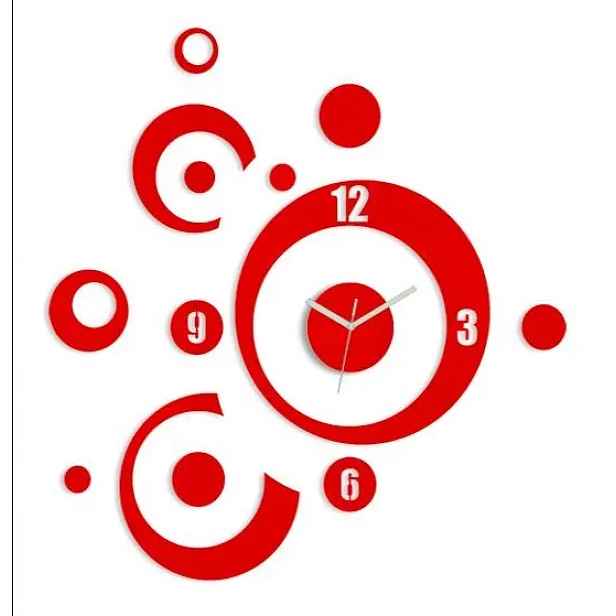 ModernClock 3D nalepovací hodiny Planets červené