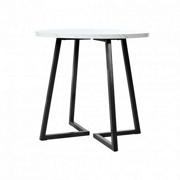 Modfu JÍDELNÍ stůl 80x80x75 cm bílý z MDF a kovu s mramorovým dekorem