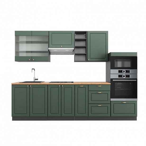 Vicco KUCHYŇSKÝ KOUT Fame-Line Zeleno-zlatá Country House/Anthracite 280 cm , PD Dub