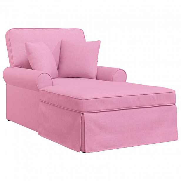 vidaXL Lounge chaise s volánem 3 ks Růžová textil 91 x 157 x 91 cm