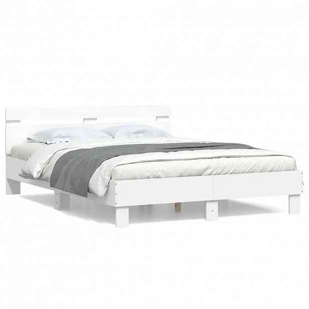 vidaXL Rám postele s čelem bílý 150 x 200 cm kompozitní dřevo