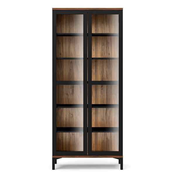 Černá/v přírodní barvě vitrína v dekoru ořechu 89x203x36 cm Roomers – Tvilum
