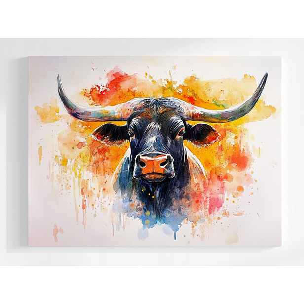 Plakát Býk Akvarel Wall Art Barva Portrét Umění 100x75