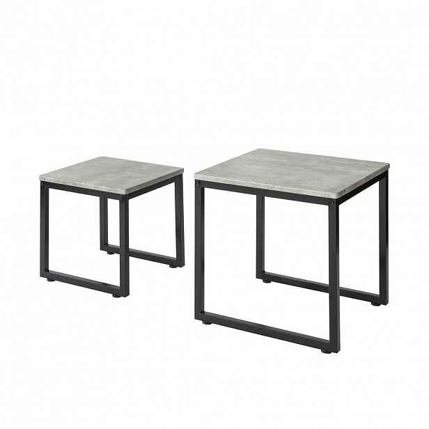 SoBuy SADA 2 KONFERENČNÍCH STOLKŮ Šedá 50x50x50cm Industriální