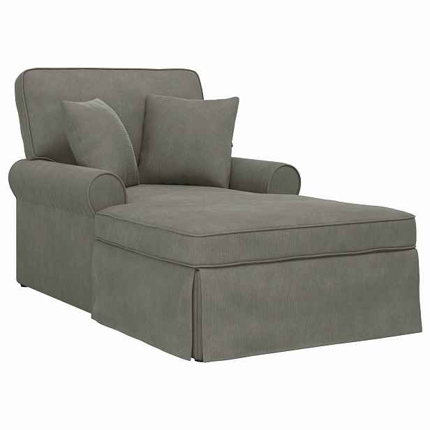 vidaXL Lounge chaise s volánem 3 ks Světle šedá Žebrovaná látka