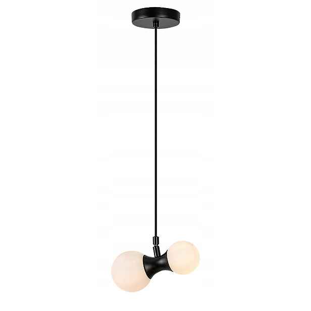 Závěsná lampa černé skleněné bílé stínidlo 2xG9 28W Lition Rabalux