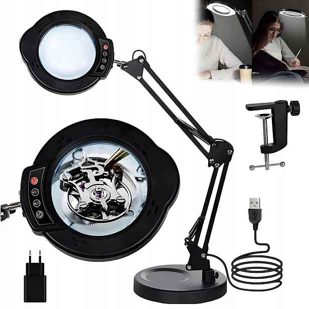 Lupa S Led Světlem Stojanem Stolní lampa pro domácnost 5 režimů osvětlení