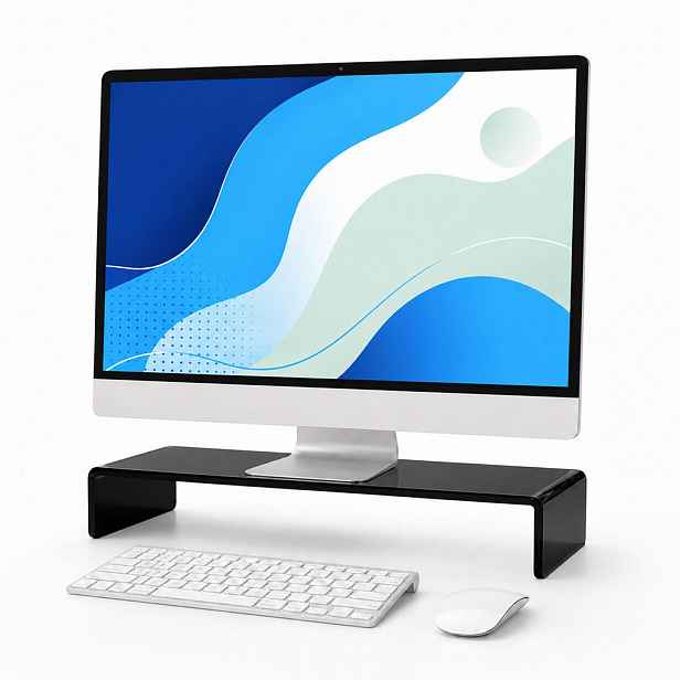 Relaxdays PODSTAVEC Černý akryl na monitor