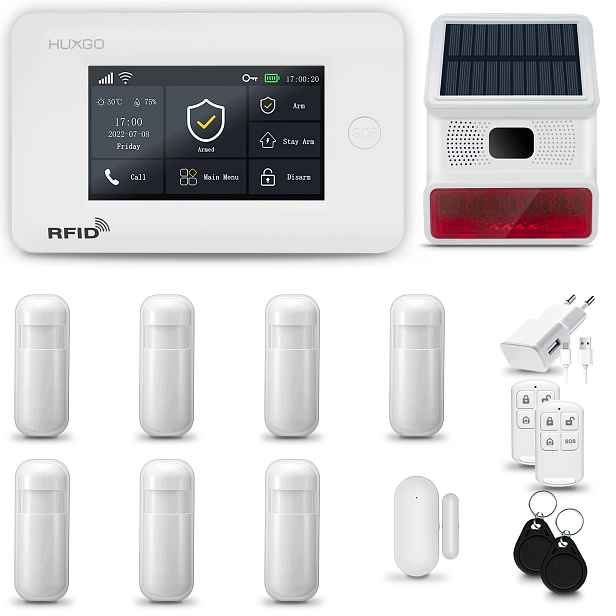 Bezdrátový alarm WiFi+ Gsm 4G s aplikací Tuya, sada Huxgo HXA006 R7BS