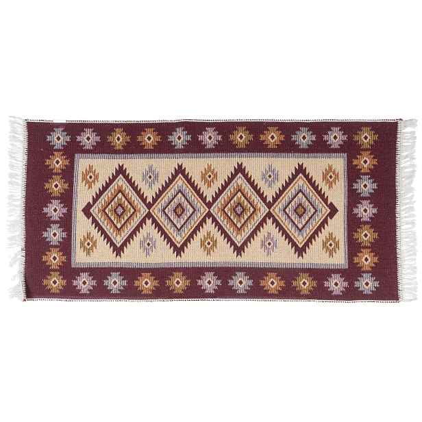 Kusový oboustranný vzorovaný koberec KILIM - ROMBY švestková 60x120 cm
