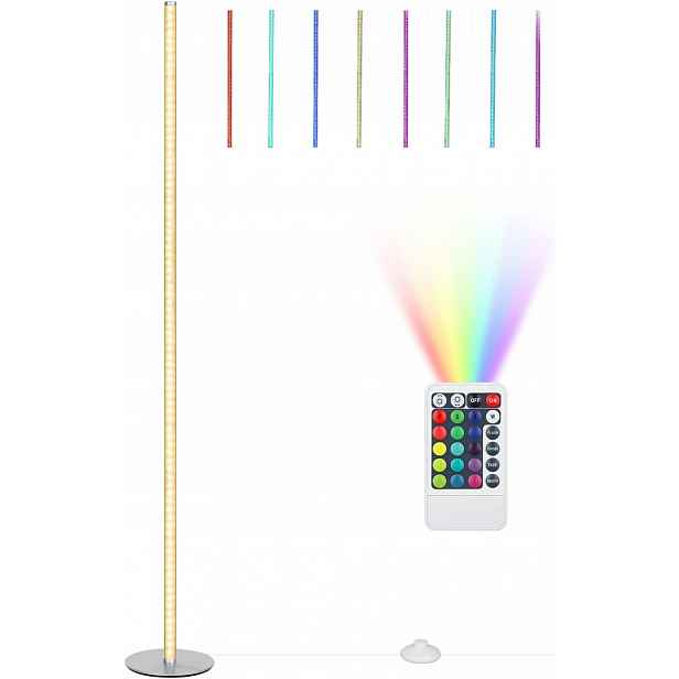 Led Podlahová Lampa 3000K Do Obývacího Pokoje Stříbrná 147 cm Rgb 12W 16 barev +dálkový ovladač