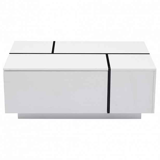 OKWISH KONFERENČNÍ stolek 100/60/40 cm bílá a černá z dřevotřísky se 4 zásuvkami