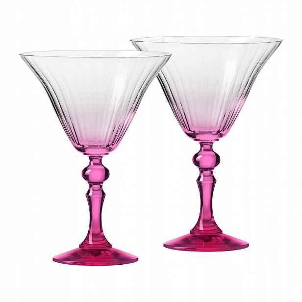 Stínované skleničky Krosno na martini Bubble s růžovou nožkou 170 ml 2ks