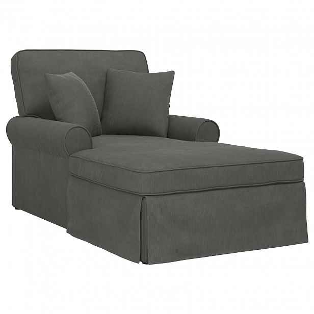 vidaXL Lounge chaise s volánem 3 ks Tmavě šedá Žebrovaná látka