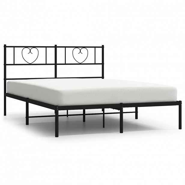 vidaXL Kovový rám postele s čelem černý 120 x 200 cm