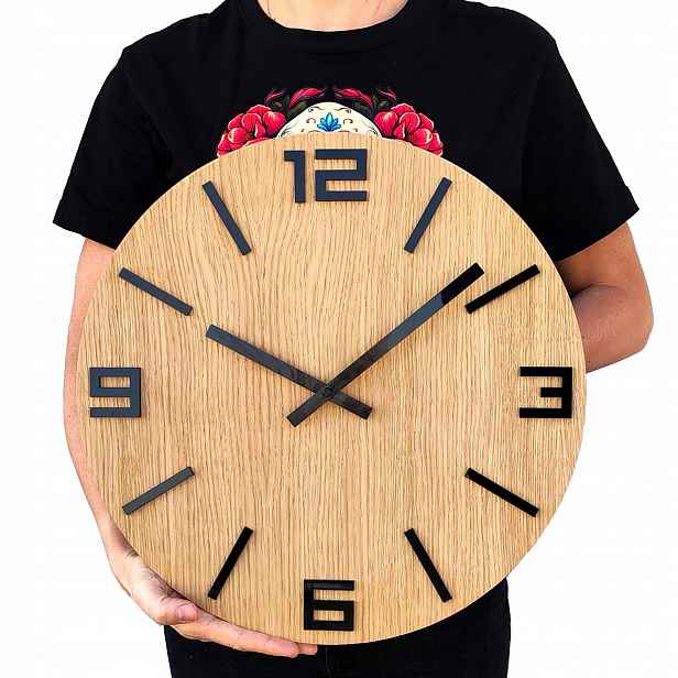 Dřevěné nástěnné hodiny Dub Arabik 40 cm tiché, hodiny do obývacího pokoje