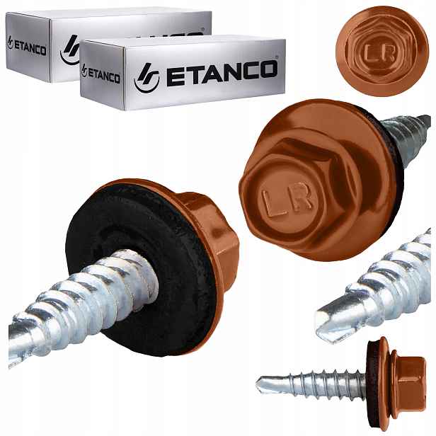 Farmářské vruty 4,8x20 mm Ral 8004 500 ks do plechu sešívačka Etanco GTO2