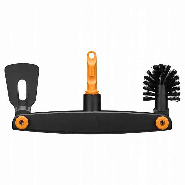 Fiskars Oneclick Kartáč a škrabka na čištění okapů 2v1 hlavice