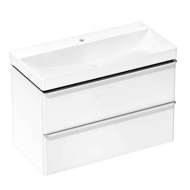 Hansgrohe Xelu Q - Skříňka s umyvadlem, 63x98x50 cm, 2 zásuvky, lesklá bílá/chrom 54383000
