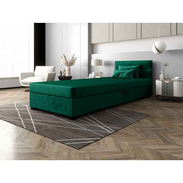 Jednolůžková čalouněná postel 80x195 NALINDA 2 - zelená
