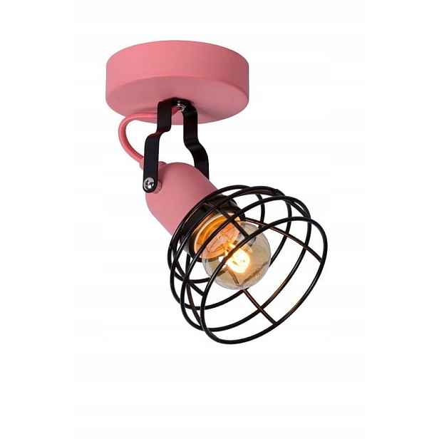 Lucide Paulien Nástěnná lampa 60W E27 Kov Růžovo-černá IP20