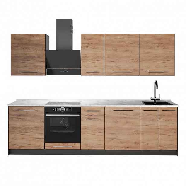 Vicco KUCHYŇSKÝ KOUT Fame-Line, Zlatý mocný dub/Antracit, 280 cm, PD Mramor