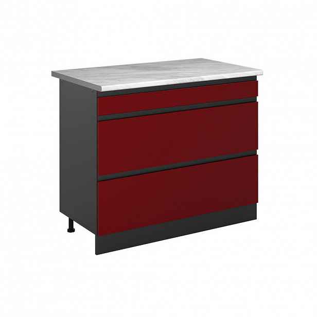 Vicco SPODNÍ SKŘÍŇKA KUCHYŇSKÉ LINKY R-Line, Červená/Antracit, 100 cm pracovná doska Mramor
