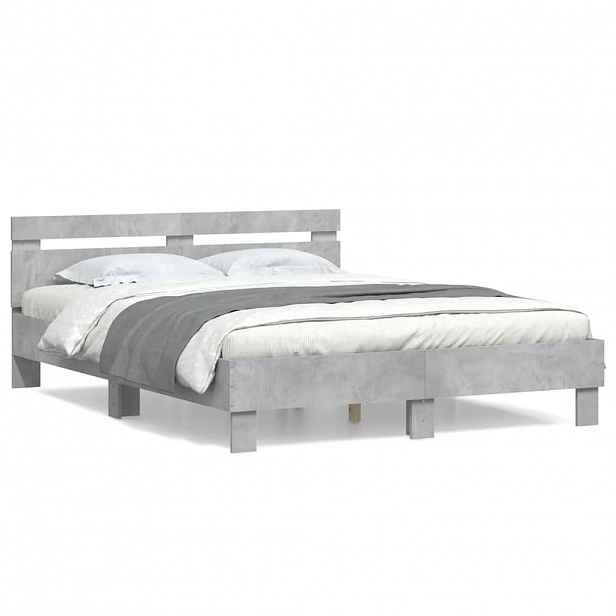 vidaXL Rám postele s čelem betonově šedý 150 x 200 cm kompozitní dřevo