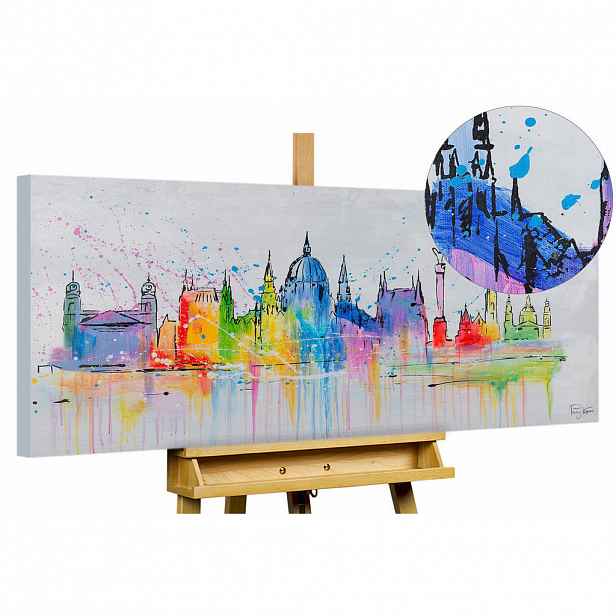 KUNSTLOFT RUČNĚ MALOVANÝ AKRYLOVÝ OBRAZ ŠEDÝ, 120/60 CM