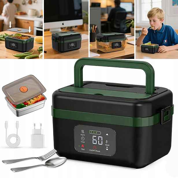 Elektrický Obědový Box 1L Z Nerezové Oceli S Baterií A LCD Časovačem