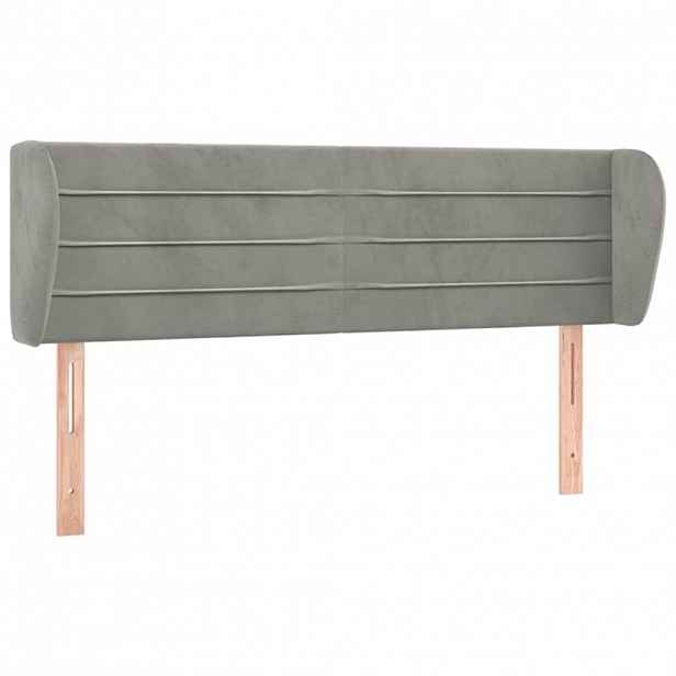 vidaXL Čelo postele typu ušák světle šedé 147x23x78/88 cm samet