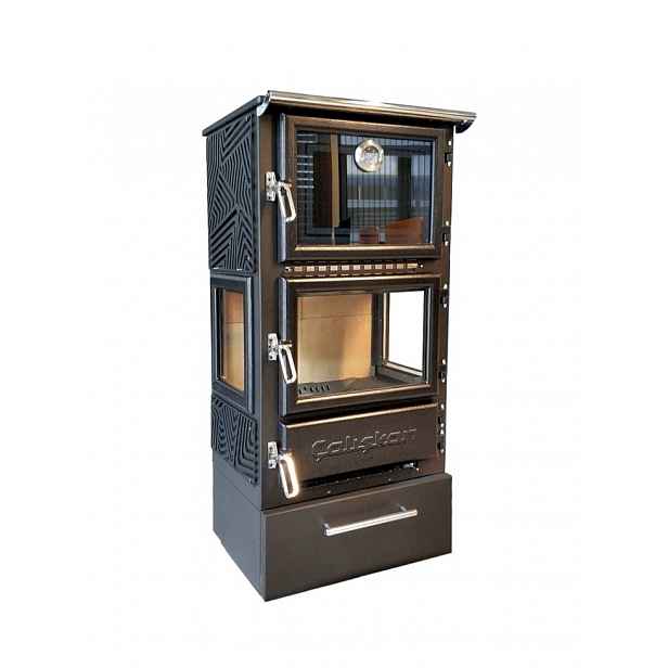 CALISKAN Krbová kamna  s troubou SANA 3D-BOX - černá