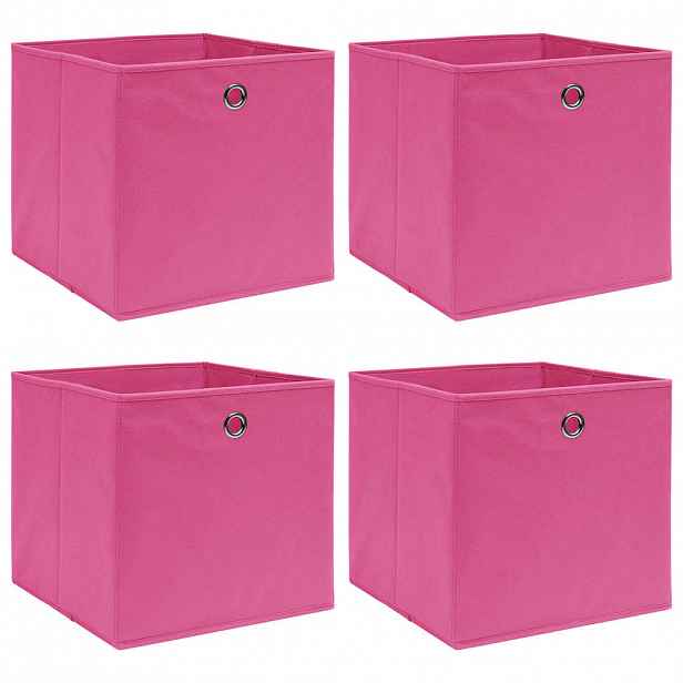 vidaXL Úložné boxy 4 ks růžové 32 x 32 x 32 cm textil
