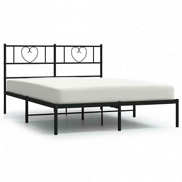 vidaXL Kovový rám postele s čelem černý 150 x 200 cm