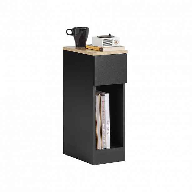 SoBuy NOČNÍ STOLEK s jedním zásuvkou Černá 35x20x60cm Minimalistický