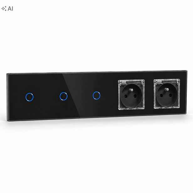 Dotykový Skleněný Panel 1+1+1 Trojitý 2xHERMETICKÁ Zásuvka Led Vypínač