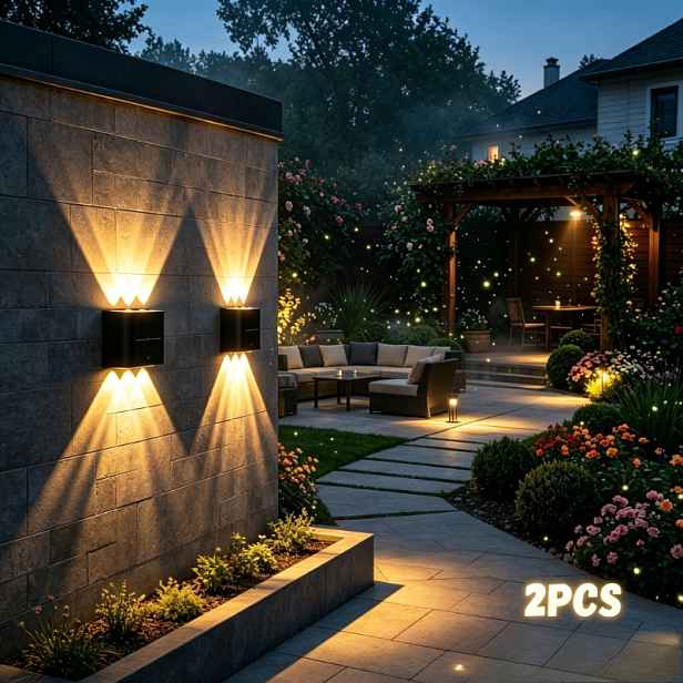 TEMU Balení 2 ks - 12 LED solární světla na schody, LED venkovní schodišťová světla, solární světla na terasu, venkovní osvětlení a dekorace, vhodné