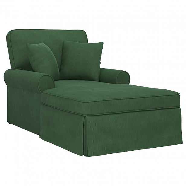 vidaXL Lounge chaise s volánem 3 ks Jungle Green Žebrovaná látka
